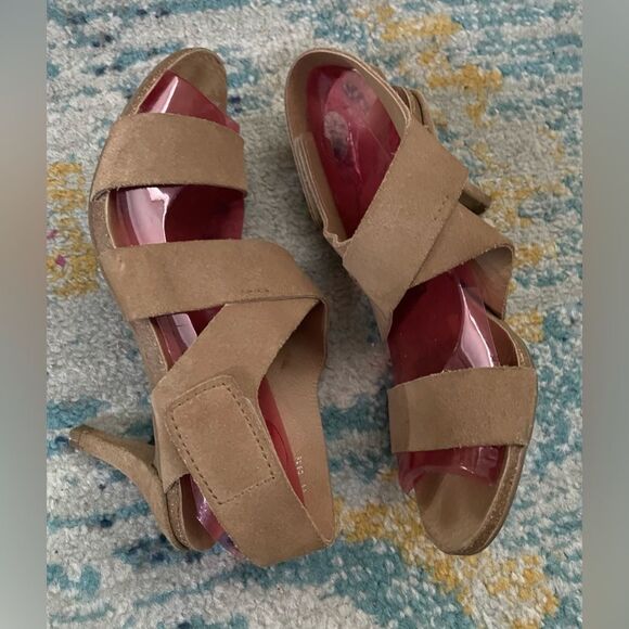 PEDRO GARCIA Tan Suede Sandals Heels Size 8/38 - Picture 3 of 10